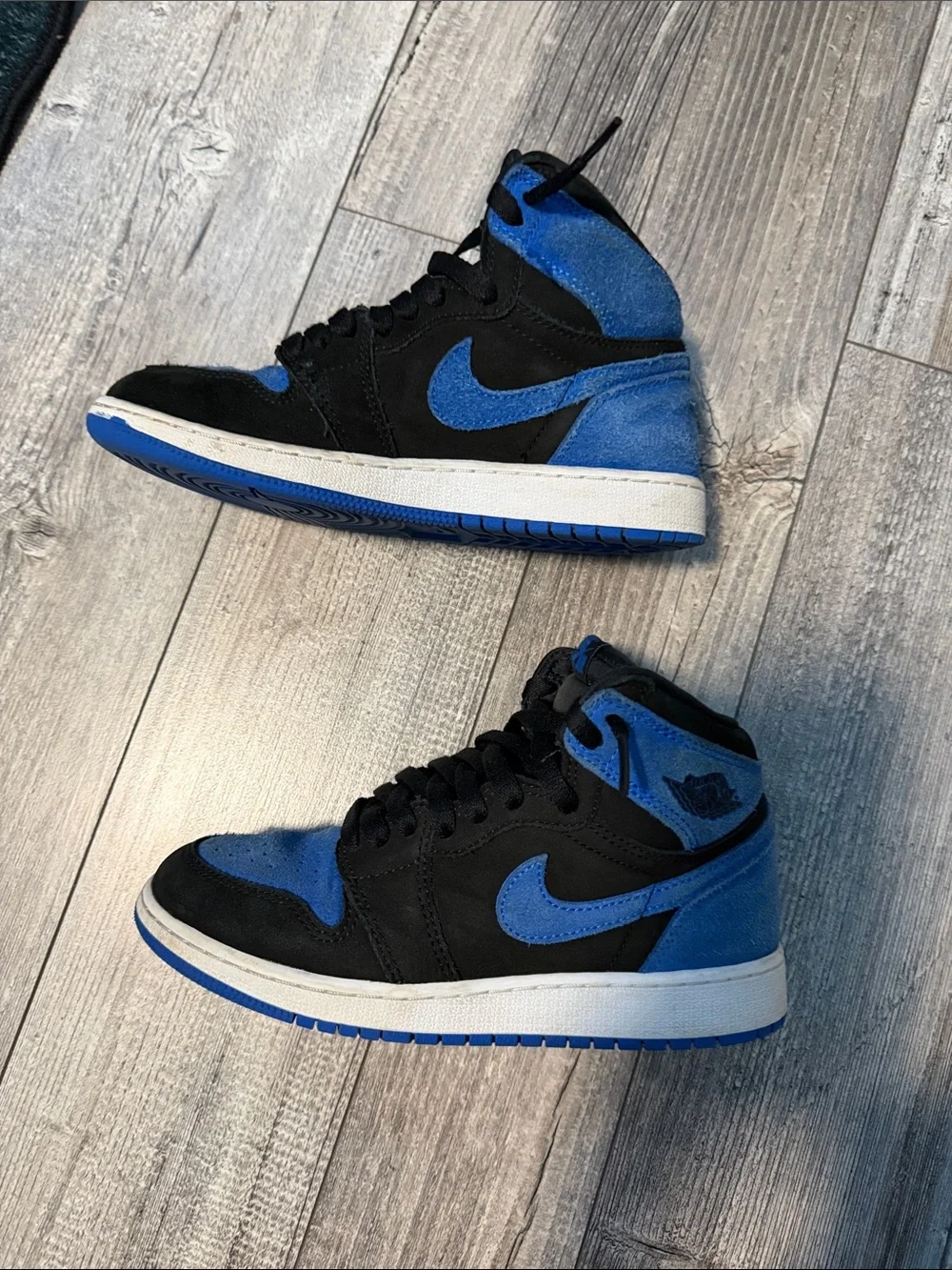 Nike Kids High-Top Sneakers in Black and Royal Blue